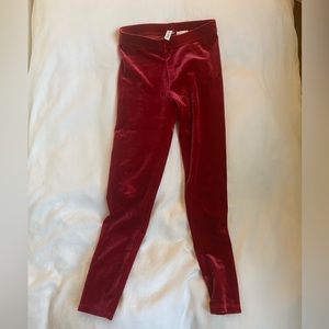 Janie and Jack red velour leggings